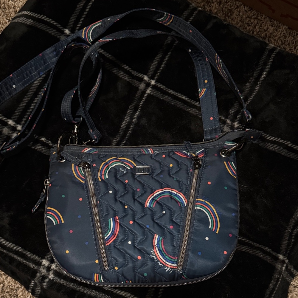 Lug Crossbody Expandable  Bag with Rainbow Pattern